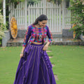 Purple Mirror Work Embroidered Lehenga Choli Set with Multicolor Threadwork Jacket - Mangaldeep NX