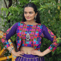 Purple Mirror Work Embroidered Lehenga Choli Set with Multicolor Threadwork Jacket - Mangaldeep NX