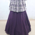 Purple Peplum Style Lehenga Choli with Silver Zari and Mirror Embroidery - Mangaldeep NX