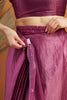 Purple Satin Silk Saree with Silver Sequin Scalloped Border and Matching Blouse - Mangaldeep NX