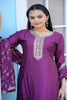 Purple Sequins Embroidered Straight Cut Suit with Dupatta - Mangaldeep NX