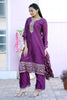 Purple Sequins Embroidered Straight Cut Suit with Dupatta - Mangaldeep NX