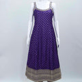 Purple Sleeveless Foil Printed Anarkali Kurta Set with Zari Embroidery and Matching Dupatta - Mangaldeep NX