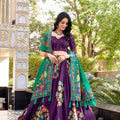 Purple Tussar Silk Lehenga Choli with Digital Print for Women - Mangaldeep NX
