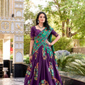 Purple Tussar Silk Lehenga Choli with Digital Print for Women - Mangaldeep NX