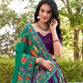 Purple Tussar Silk Lehenga Choli with Digital Print for Women - Mangaldeep NX