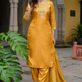 Radiant Mustard Yellow Embroidered Straight Suit Set - Mangaldeep NX