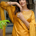 Radiant Mustard Yellow Embroidered Straight Suit Set - Mangaldeep NX