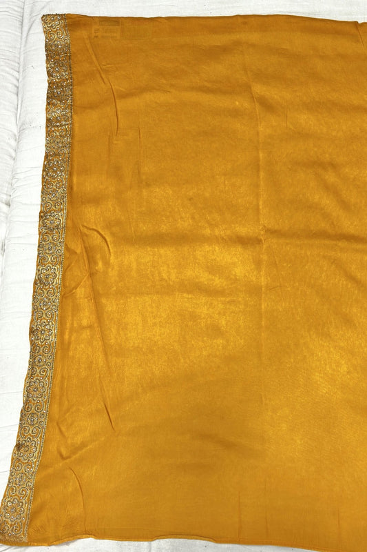 Radiant Mustard Yellow Silk Saree with Golden Elephant Zari Work - Mangaldeep NX