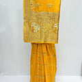 Radiant Mustard Yellow Silk Saree with Golden Elephant Zari Work - Mangaldeep NX