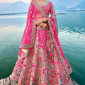 Radiant Rani Pink Bridal Lehenga Choli with Zari, Mirror, and Dori Embroidery - Mangaldeep NX