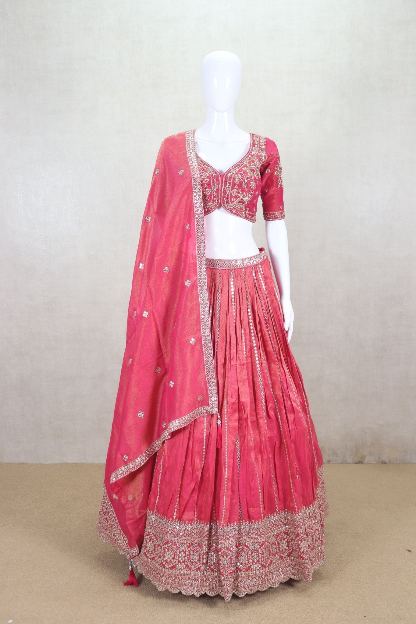 Radiant Rani Pink Embroidered Lehenga Choli - Mangaldeep NX
