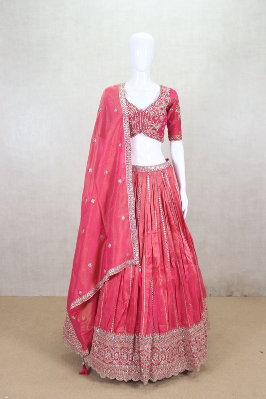 Radiant Rani Pink Embroidered Lehenga Choli - Mangaldeep NX