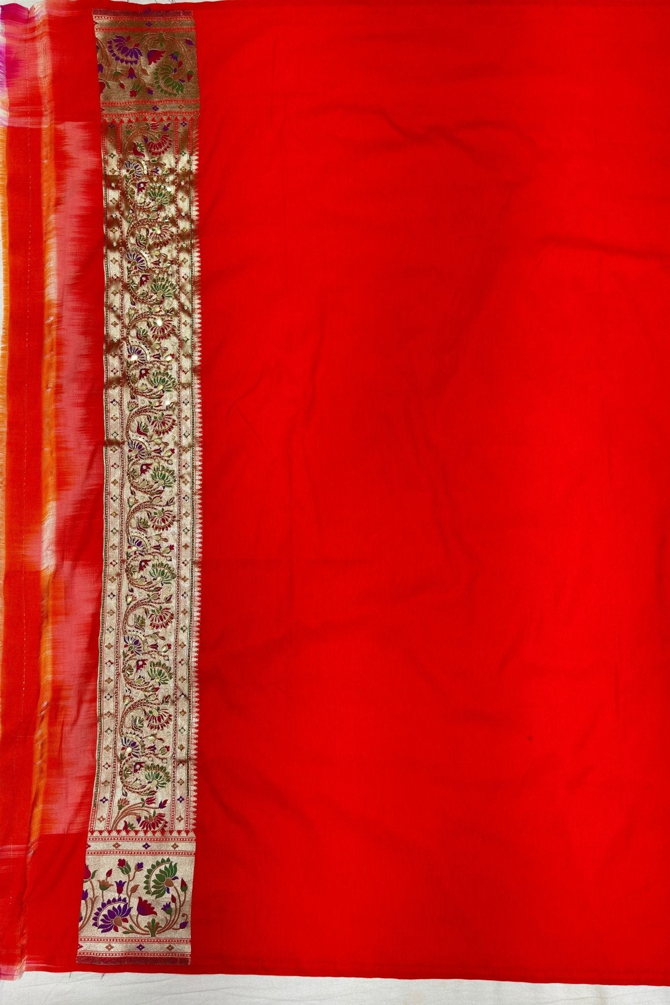Radiant Red Banarasi Silk Saree with Zari Weaving - Mangaldeep NX
