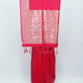 Radiant Red Banarasi Silk Saree with Zari Weaving & Tassel Border – Bridal & Festive Traditional Wear - Mangaldeep NX