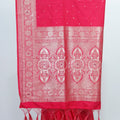 Radiant Red Banarasi Silk Saree with Zari Weaving & Tassel Border – Bridal & Festive Traditional Wear - Mangaldeep NX