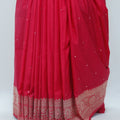 Radiant Red Banarasi Silk Saree with Zari Weaving & Tassel Border – Bridal & Festive Traditional Wear - Mangaldeep NX