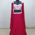Rani Embroidered Lehenga Set with Crushed Dupatta and Sweetheart Neck Blouse - Mangaldeep NX