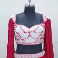 Rani Embroidered Lehenga Set with Crushed Dupatta and Sweetheart Neck Blouse - Mangaldeep NX
