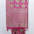 Rani Pink Banarasi Silk Saree with Peacock Gold Zari Pallu with Tassels - Mangaldeep NX