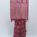 Rani Pink Banarasi Silk Saree with Peacock Gold Zari Pallu with Tassels - Mangaldeep NX