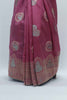 Rani Pink Bangalori Silk Saree with Silver Zari Temple Motifs and Beaded Tassel Pallu - Mangaldeep NX