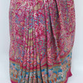 Rani Pink Digital Printed Pashmina Silk Saree with Tassels and Intricate Motifs - Mangaldeep NX