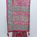 Rani Pink Digital Printed Pashmina Silk Saree with Tassels and Intricate Motifs - Mangaldeep NX