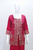 Rani Pink Embroidered Kurta Palazzo Set with Zari Work and Matching Dupatta - Mangaldeep NX