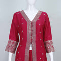 Rani Pink Embroidered Sharara Suit with Mirror and Zari Work Dupatta - Mangaldeep NX