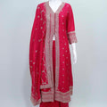 Rani Pink Embroidered Sharara Suit with Mirror and Zari Work Dupatta - Mangaldeep NX