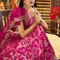 Rani Pink Embroidered Silk Lehenga Choli Set with Mirror Work and Sequin Dupatta - Mangaldeep NX