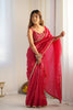 Rani Pink Gold Crushed Tissue Silk Saree for Festival Wear with Blouse - Mangaldeep NX