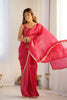 Rani Pink Gold Crushed Tissue Silk Saree for Festival Wear with Blouse - Mangaldeep NX
