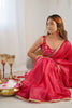 Rani Pink Gold Crushed Tissue Silk Saree for Festival Wear with Blouse - Mangaldeep NX