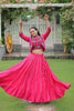 Rani Pink Mirror Work Embroidered Lehenga Choli Set with Multicolor Threadwork Jacket - Mangaldeep NX