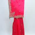 Rani Pink Silk Saree with Intricate Zari Embroidery and Heavy Border - Mangaldeep NX