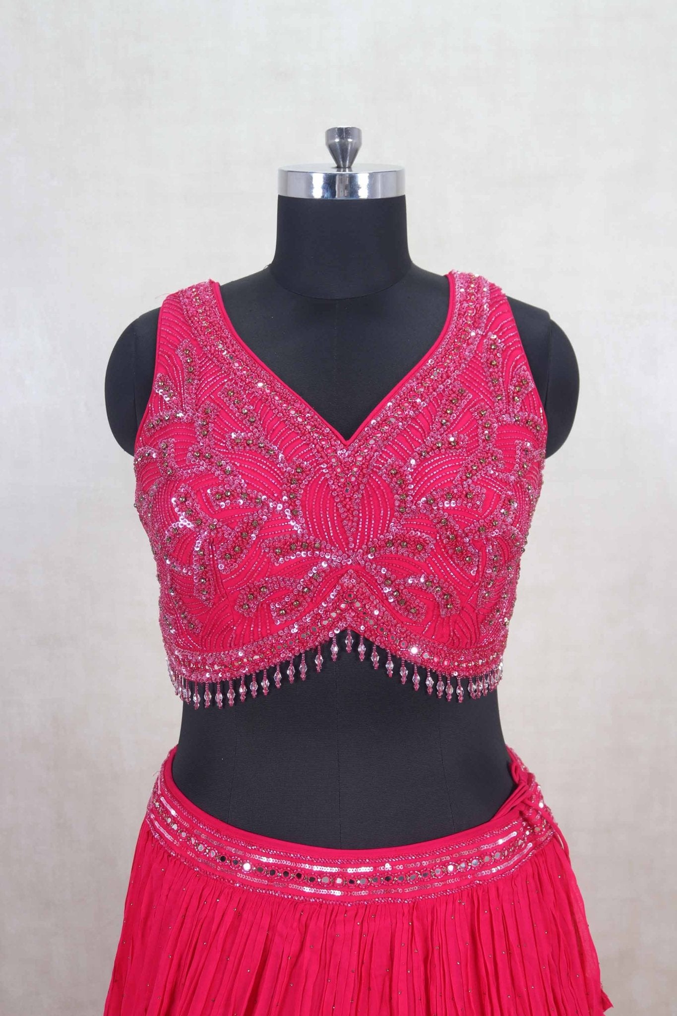 Ravishing Rani Sequin Embroidered Lehenga Choli with Georgette Dupatta - Mangaldeep NX