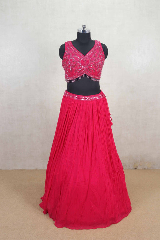 Ravishing Rani Sequin Embroidered Lehenga Choli with Georgette Dupatta - Mangaldeep NX