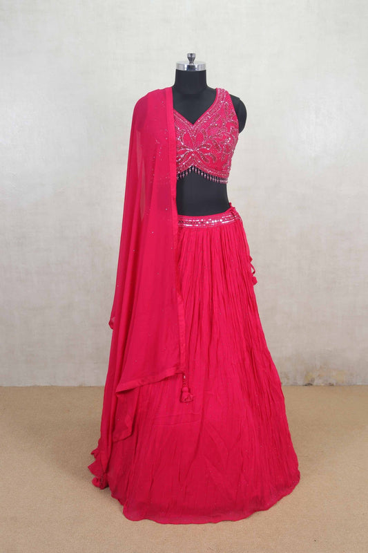 Ravishing Rani Sequin Embroidered Lehenga Choli with Georgette Dupatta - Mangaldeep NX