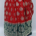 Red and Green Gaji Silk Saree with Zari Weaving and Traditional Floral Butta Design - Mangaldeep NX