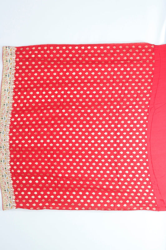 Red Banarasi Silk Saree Embroidered Border for Wedding Festive Wear - Mangaldeep NX