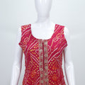 Red Bandhani Print Georgette Anarkali Suit Set with Dupatta Red Traditional Party Wear for Women - Mangaldeep NX