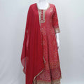Red Bandhani Printed Anarkali Kurta Set with Gota Patti Work and Matching Dupatta - Mangaldeep NX