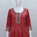 Red Bandhani Printed Anarkali Kurta Set with Gota Patti Work and Matching Dupatta - Mangaldeep NX