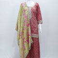 Red Bandhani Printed Kurta Sharara Set with Gota Patti Embroidery and Floral Dupatta - Mangaldeep NX