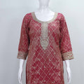 Red Bandhani Printed Kurta Sharara Set with Gota Patti Embroidery and Floral Dupatta - Mangaldeep NX