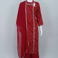 Red Bandhani Sharara Set for Women Dupatta Festive Ethnic Wear - Mangaldeep NX