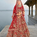 Red Bridal Lehenga Choli with Heavy Zari and Embroidery Work - Mangaldeep NX