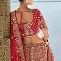 Red Bridal Lehenga Choli with Heavy Zari and Embroidery Work - Mangaldeep NX